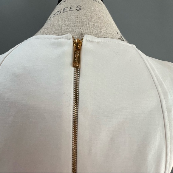 CALVIN KLEIN PONTE DRESS Sz 6 White Sleeveless Embellished Zipper Front - Picture 5 of 8